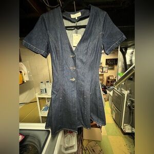 Dark Blue Denim Button-Down Dress Size Small NWT